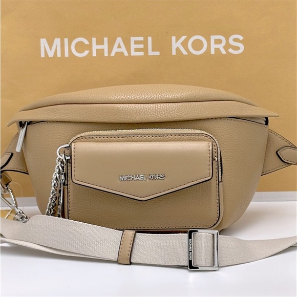 Michael Kors Maisie Lg Pebbled Leather 2-in-1 Sling Pack Fanny Pack Waist Belt - Picture 9 of 16